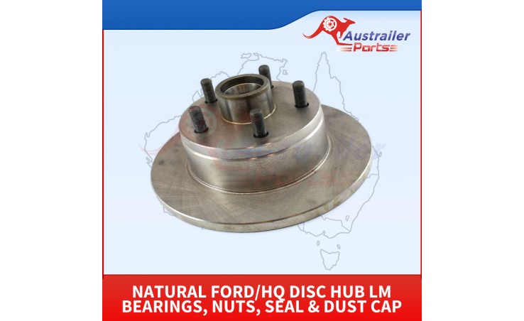 Natural Ford/HQ Disc Hub LM Bearings, Nuts, Seal & Dust Cap