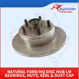 Natural Ford/HQ Disc Hub LM Bearings, Nuts, Seal & Dust Cap