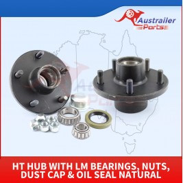 HT Hub With LM Bearings, Nuts, Dust Cap & Oil Seal Natural