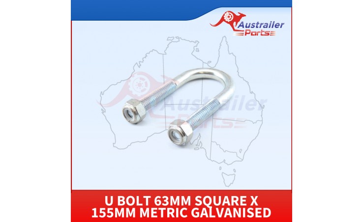 U Bolt 63mm Square X 155mm Metric Galvanised