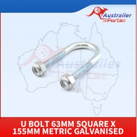 U Bolt 63mm Square X 155mm Metric Galvanised