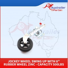 Jockey Wheel Swing Up With 8” Rubber Wheel Zinc - Capacity 500lbs