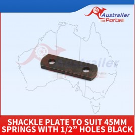 Shackle Plate To Suit 45mm Springs With 1/2” Holes Black