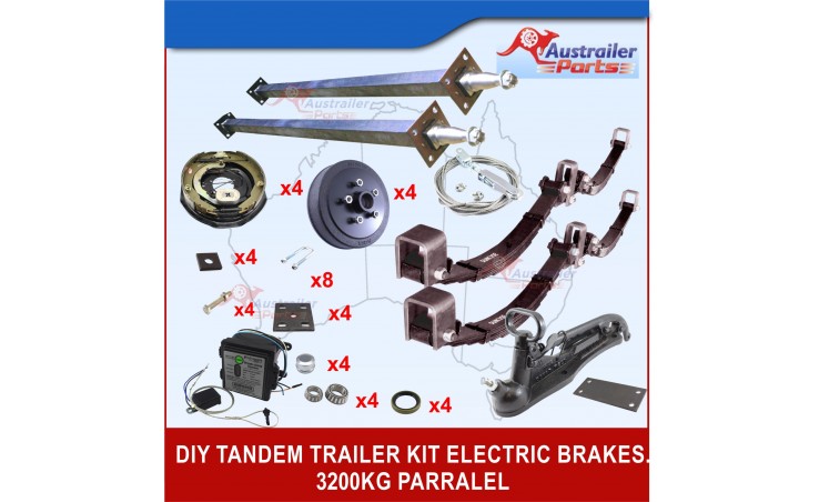 DIY 3200 kg Tandem Trailer Kit Electric Brake. parallel Stub axle.Rocker Roller 