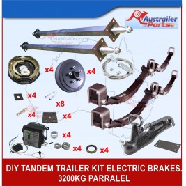 DIY 3200 kg Tandem Trailer Kit Electric Brake. parallel Stub axle.Rocker Roller 