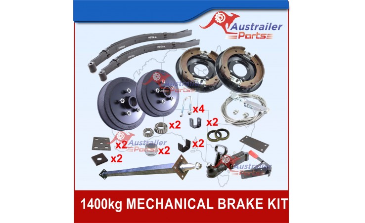 DIY 1400kg Mechanical Brake single Axle Trailer Kit with slipper springs