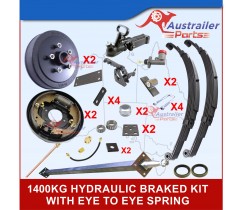 DIY 1400kg Hydraulic Brake single Axle Trailer Kit with eye to eye springs