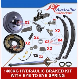 DIY 1400kg Hydraulic Brake single Axle Trailer Kit with eye to eye springs