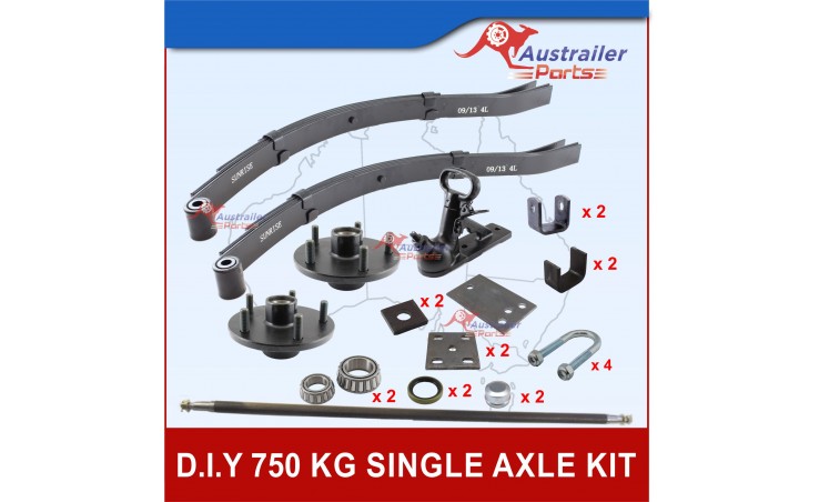 750KG RATED,DIY SINGLE AXLE TRAILER KIT.STUB AXLE KIT. BOAT TRAILERS