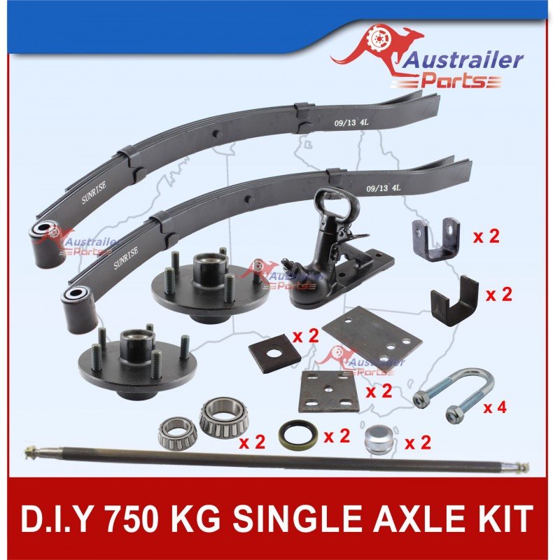 750KG RATED,DIY SINGLE AXLE TRAILER KIT.STUB AXLE KIT 